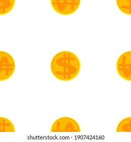 coins, seamless pattern, vector illustration