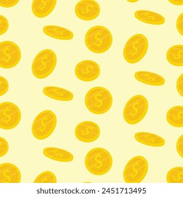 Coins seamless pattern. Vector Illustration