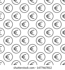 Coins seamless pattern. White and black coin with euro sign. Abstract geometric shape texture. Design template for wallpaper,wrapping, textile. Vector Illustration