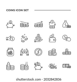 Coins set icon, isolated Coins set sign icon, vector illustration
