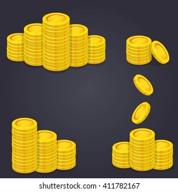 Coins set icon. Suitable for games. Vector illustration