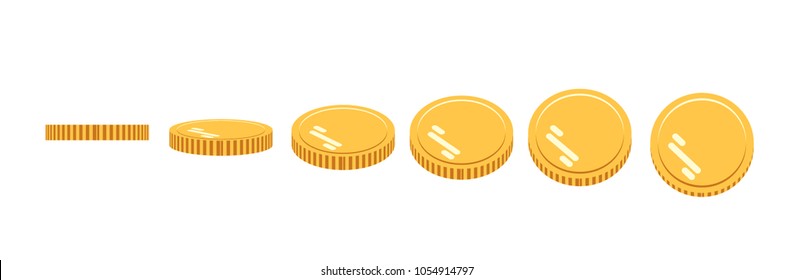 Coins set of vector sprites for rotation animation. Isolated gold coin. For mobile, desktop and web applications and games. Digital currency