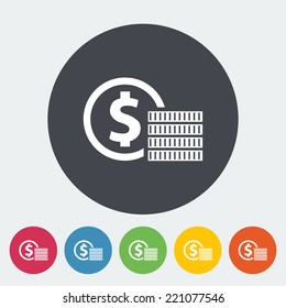 Coins. Single flat icon on the circle. Vector illustration.