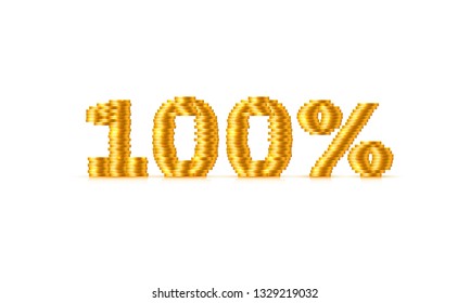 Coins Stack 100 sale off text Sign. Vector illustration
