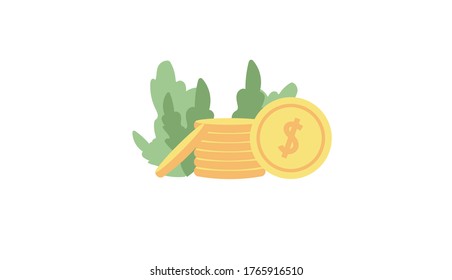 Coins stack background. Modern illustration slider site page. Concept of a stack of coins lying on top of each other. Web banner business start and development. Vector image design.