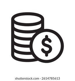 Coins Stack with Dollar Sign Icon for Finance and Money Management Graphic Design Editable Vector Illustration isolated on a white background