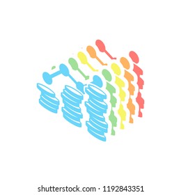 Coins stack, finance grow. Stack of colorful isometric icons on white background