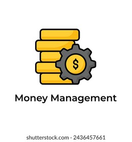 Coins stack with gear showing concept icon of money management