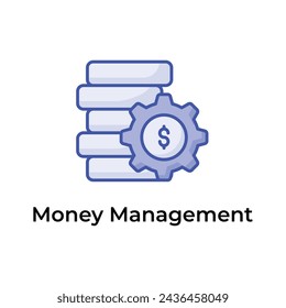 Coins stack with gear showing concept icon of money management