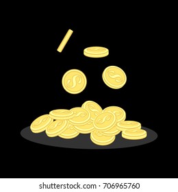 Coins stack. Gold money icon flat design illustration vector. Business concept.