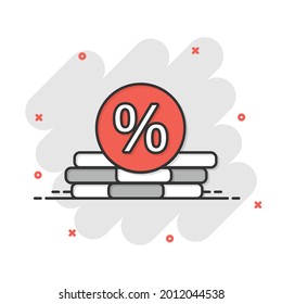 Coins stack icon in comic style. Dollar coin cartoon vector illustration on white isolated background. Money stacked splash effect business concept.