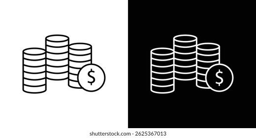 Coins stack icon concept stroke on white background