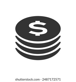 Münzstapel-Symbol mit Dollarsymbol isolierte Vektorillustration auf weißem Hintergrund.