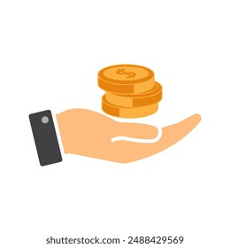 Coins stack icon with dollar symbol. Money pay, Financial and Business concept.
