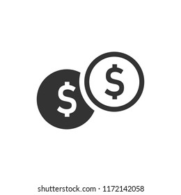 Coins stack icon in flat style. Dollar coin vector illustration on white isolated background. Money stacked business concept.