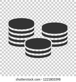 Coins stack icon in flat style. Coin cash vector illustration on isolated background. Money stacked business concept.