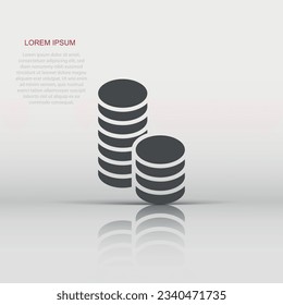 Coins stack icon in flat style. Dollar coin vector illustration on white isolated background. Money stacked business concept.