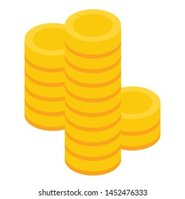Coins stack icon. Isometric of coins stack vector icon for web design isolated on white background