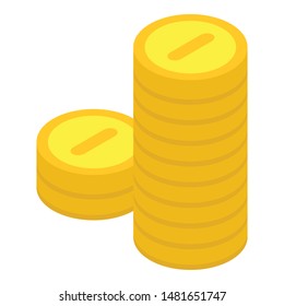 Coins stack icon. Isometric of coins stack vector icon for web design isolated on white background