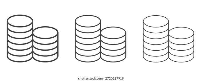 Icono de pila de monedas en estilo doodle de arte de línea. Signo de contorno de trazo editable, eps 10