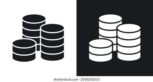 Coins stack icon pack in black color.