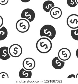 Coins stack icon seamless pattern background. Dollar coin vector illustration. Money stacked symbol pattern.