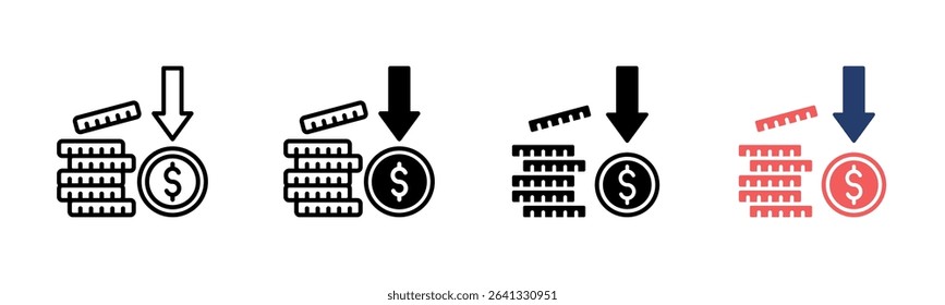 Coins Stack icon sheet multiple style collection