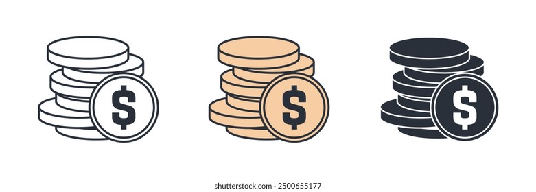 Coins stack icon symbol vector illustration isolated on white background