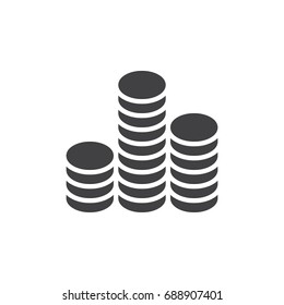 Coins stack icon vector, filled flat sign, solid pictogram isolated on white. Symbol, logo illustration. Pixel perfect vector graphics