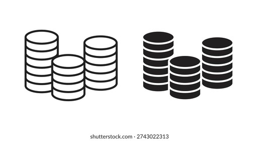 Coins stack icon vector Illustration and outline Icons. vector silhouette.