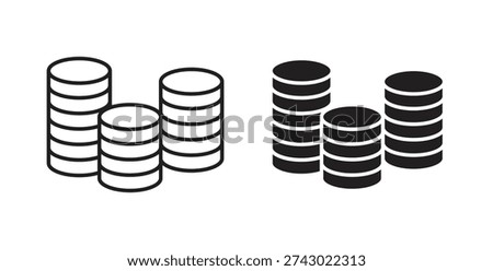 Coins stack icon vector Illustration and outline Icons. vector silhouette.