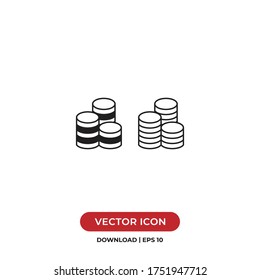 Coins stack icon vector. Coins sign 