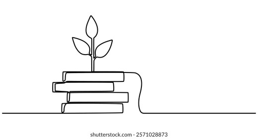 Coins stack with leaves branch continuous one line drawing. Business investing concept. Vector illustration isolated on white, Money Tree Continuous Line Icon, growing money vector design. Single line