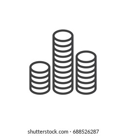Coins stack line icon, outline vector sign, linear style pictogram isolated on white. Symbol, logo illustration. Editable stroke. Pixel perfect vector graphics