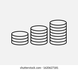 Coins stack, money icon. Vector illustration, flat design.
