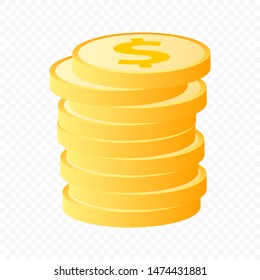 Coins. stack of coins on isolated background. illustration of flat design.