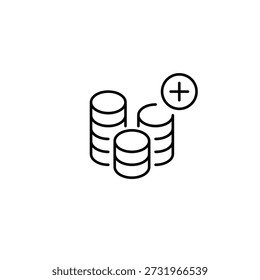 Moedas em uma pilha e mais. Finanças e poupanças crescentes. Pixel perfeito, ícone de vetor de traço editável