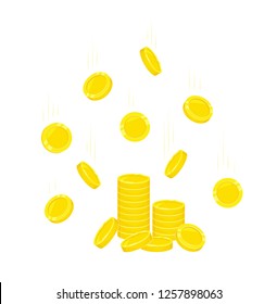 Coins stack and rain. Money and finance. Symbol of investment and economy.