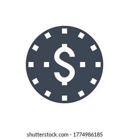 Coins Stack Related Vector Glyph Icon. Isolated on White Background. Vector Illustration.