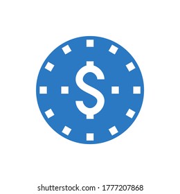 Coins Stack Related Vector Glyph Icon. Isolated on White Background. Vector Illustration.