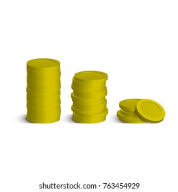Coins Stack With Shadows Isolated On White. EPS10 Vector