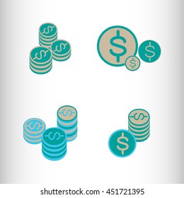 Coins in the Stack. Vector icon.