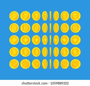 Coins stack vector illustration, flat coin money stacked icon flat, golden penny cash pile, treasure heap isolated on color background