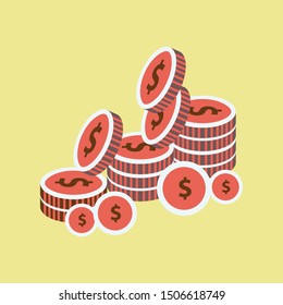 Coins stack vector illustration, icon flat, pile money isolated