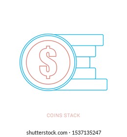 Coins stack vector illustration, coins icon flat, coins pile, coins money