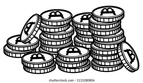 Coins stack vector illustration. Money stacked coins icon. 