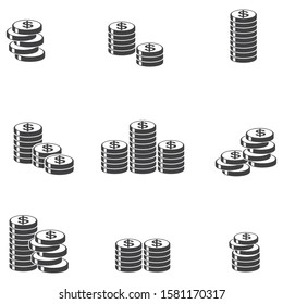 Coins stack vector illustration. Money vector icons set. symbol collection.