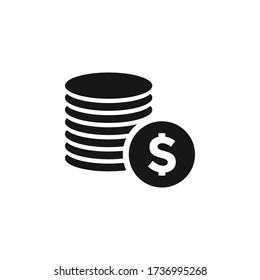Ilustración vectorial de pila de monedas. Icono de monedas apiladas de dinero