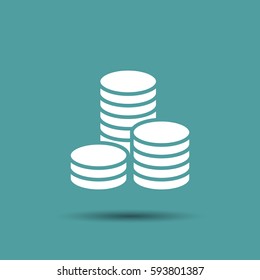 Coins stack vector illustration. Money stacked coins icon in flat style.