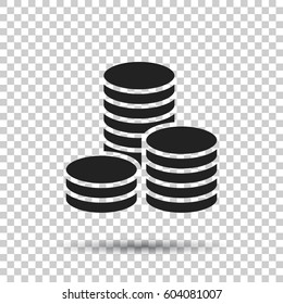 Coins stack vector illustration. Money stacked coins icon in flat style.